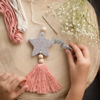 glitter wooden star decoration